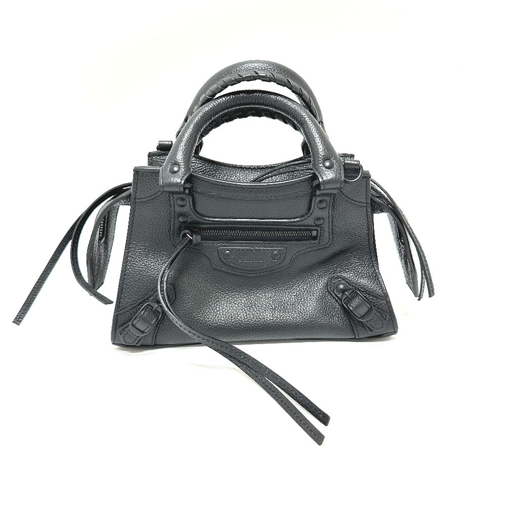 BALENCIAGA Handbag 698067 leather black City Neo Classic Mini Women Used Authentic