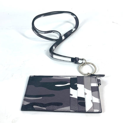 BALENCIAGA Coin case 594548 leather Black x silver Neck With Strap Wallet Camouflage camouflage logo unisex(Unisex) Used Authentic