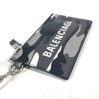 BALENCIAGA Coin case 594548 leather Black x silver Neck With Strap Wallet Camouflage camouflage logo unisex(Unisex) Used Authentic