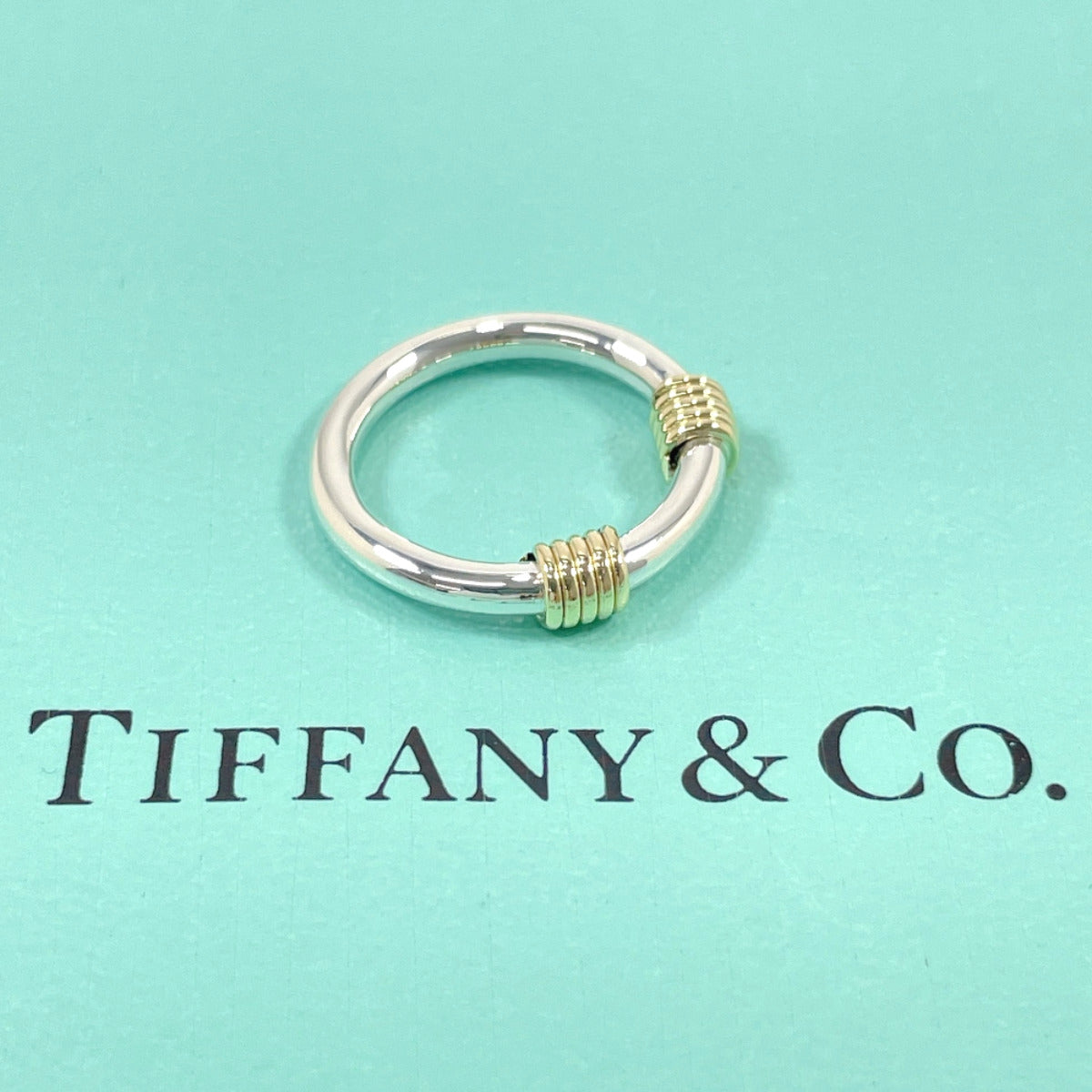 TIFFANY&Co. Ring Silver925, K18 Yellow Gold Silver Bandwidth 2 wire