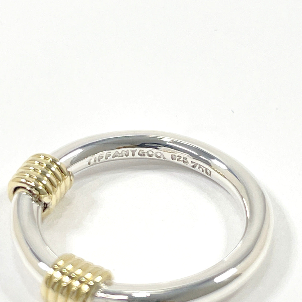 TIFFANY&Co. Ring Silver925, K18 Yellow Gold Silver Bandwidth 2 wire