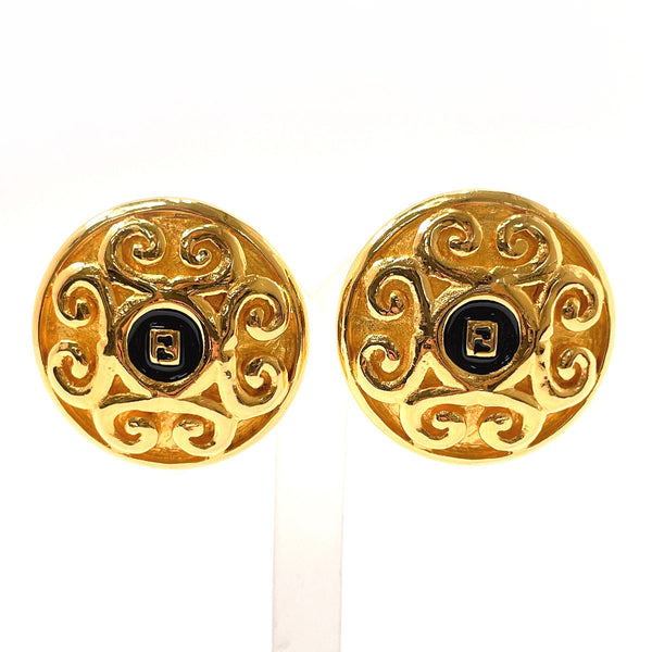 FENDI Earring vintage metal gold Women Used Authentic