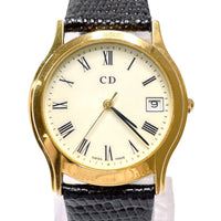 Christian Dior Watches Quartz Stainless Steel , Leather 3004 gold Dial color:white Women Used Authentic