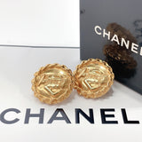 CHANEL Earring Mademoiselle metal gold Women Used Authentic