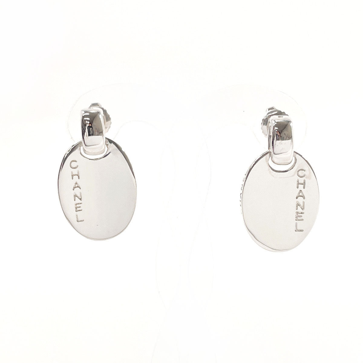 CHANEL Pierce Silver925 Silver Oval With logo