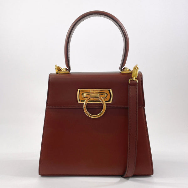 Salvatore Ferragamo Handbag 2WAY Gancini leather BV-212193 Brown Women Used Authentic