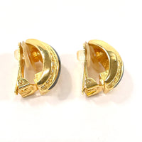 Christian Dior Earring vintage Metal, Rhinestone gold Women Used Authentic