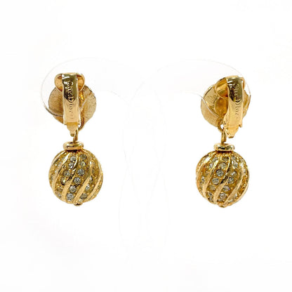 Christian Dior Earring metal Rhinestone gold vintage