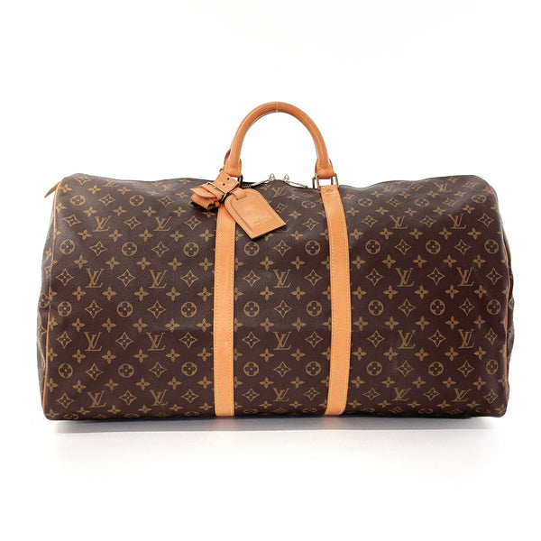 LOUIS VUITTON Boston Duffel bag Keepall  60 Monogram canvas, tanned leather M41422 Brown unisex Used Authentic