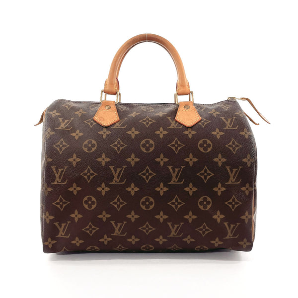 LOUIS VUITTON Handbag Speedy 30 Monogram canvas, tanned leather M41526 Brown Women Used Authentic