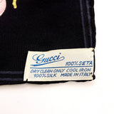GUCCI scarf vintage flour Silk, 100% silk black Women Used Authentic