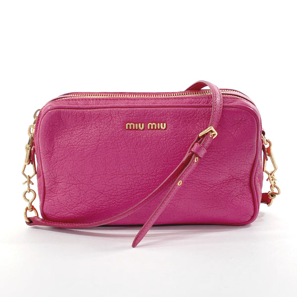 MIUMIU Shoulder Bag leather pink Women Used Authentic