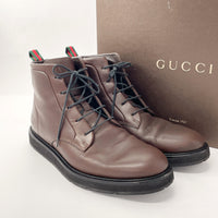 GUCCI boots Lace up leather 295193 Brown mens Used Authentic