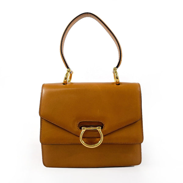 CELINE Handbag vintage leather Camel Women Used Authentic