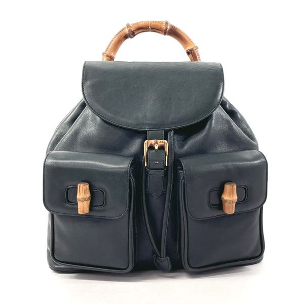 GUCCI Backpack Bamboo leather 003・2058・0016 green Women Used Authentic