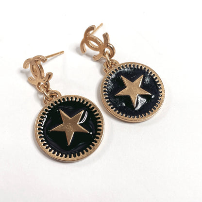 CHANEL Pierce Metal, Synthetic Resin gold Star Swing COCO Mark