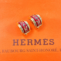 HERMES Earring Emaille Shippo metal gold Women Used Authentic