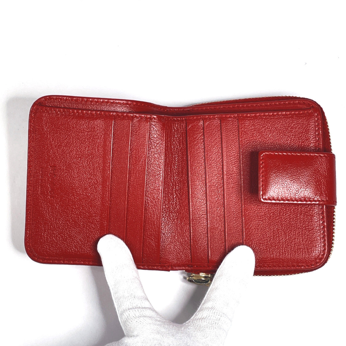 YVES SAINT LAURENT Bifold Wallet MRT352906Y leather Red Rive Gauche Cassandra Compact zip