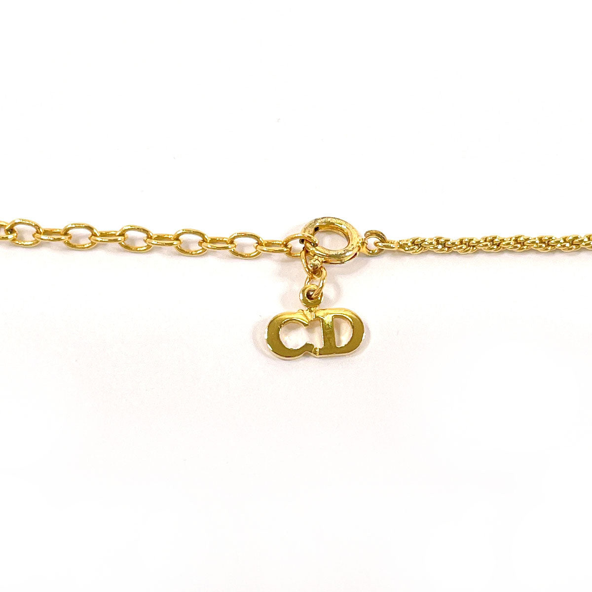 Christian Dior Necklace Metal, Rhinestone gold logo