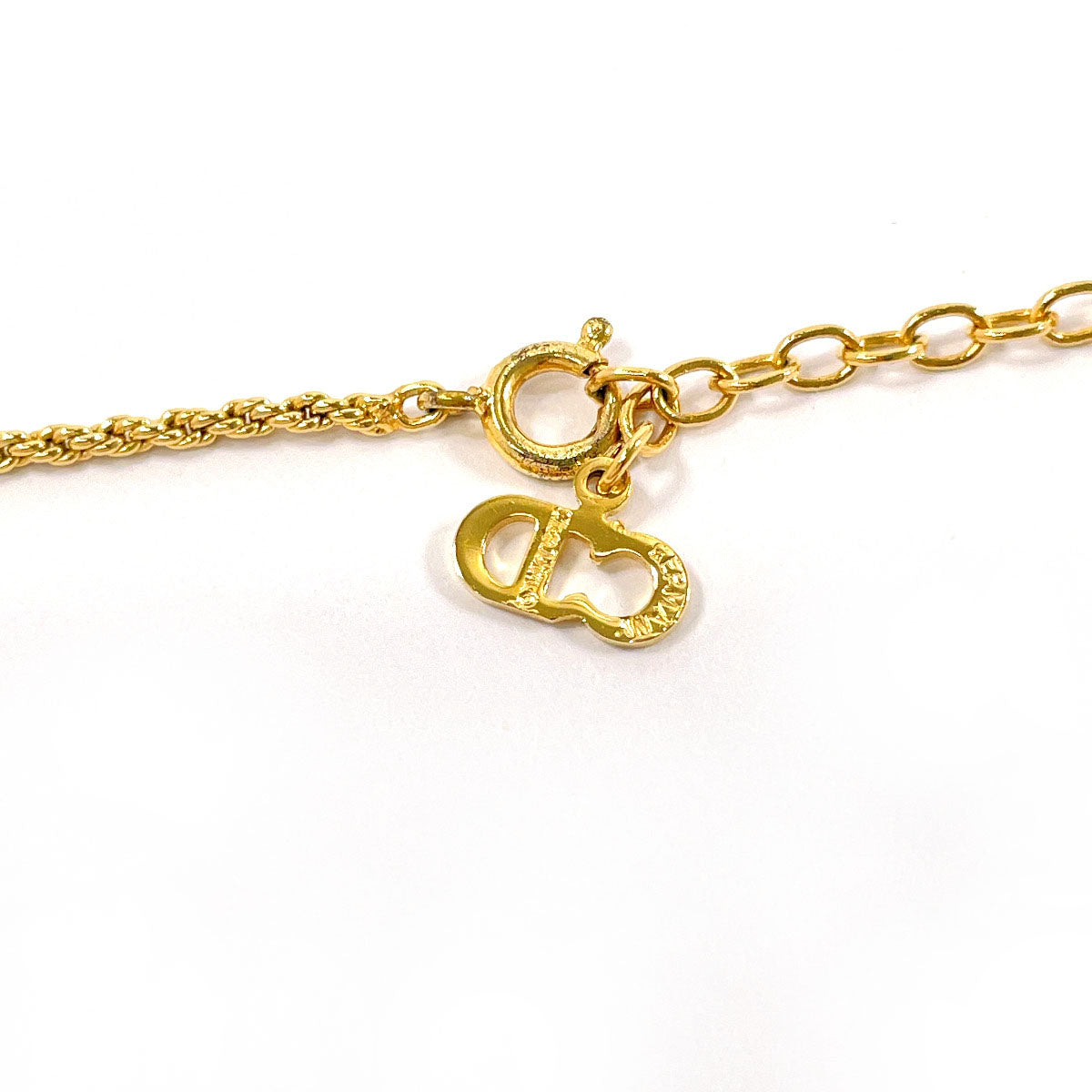 Christian Dior Necklace Metal, Rhinestone gold logo