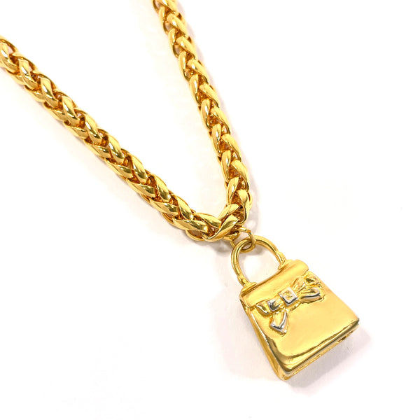 FENDI Necklace Bag charm Gold Plated gold Women Used Authentic