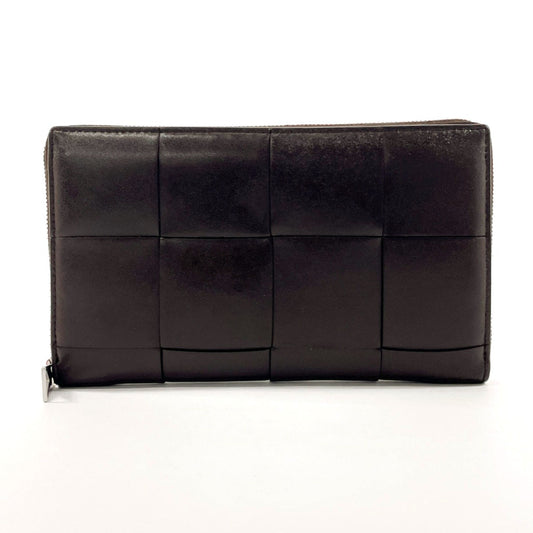 BOTTEGAVENETA Long Wallet Purse leather leather Dark brown MAXI INTRECCIATO