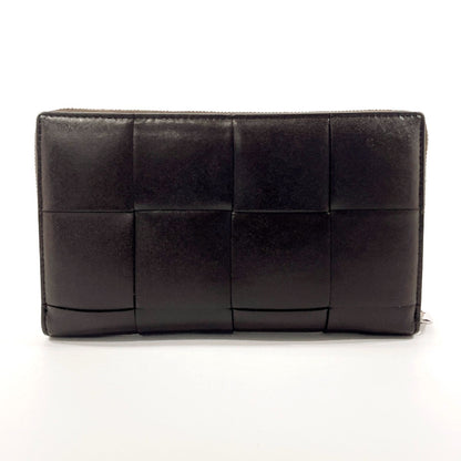 BOTTEGAVENETA Long Wallet Purse leather leather Dark brown MAXI INTRECCIATO