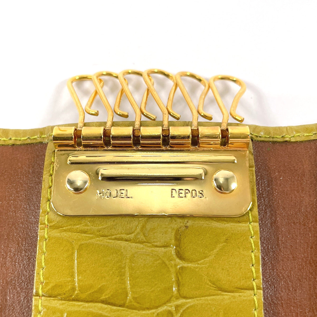 Salvatore Ferragamo Key case Key holder  223056 leather yellow Vala Croco embossed