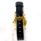 GUCCI Watches Quartz Stainless Steel , Leather 6500L gold Dial color:black Women Used Authentic