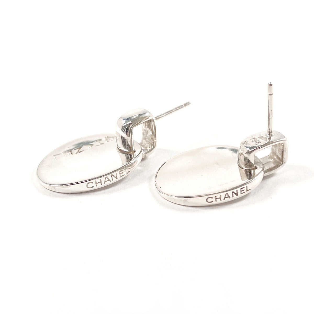 CHANEL Pierce Silver925 Silver Oval With logo