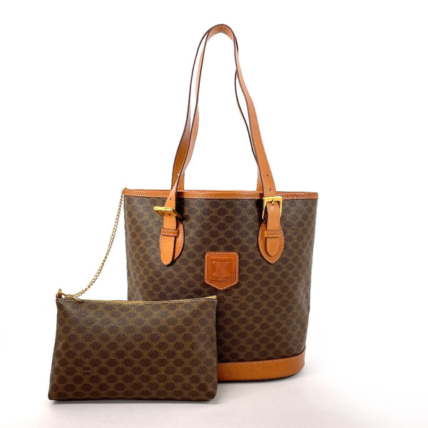 CELINE Shoulder Bag vintage Macadam PVC, Leather Brown Women Used Authentic