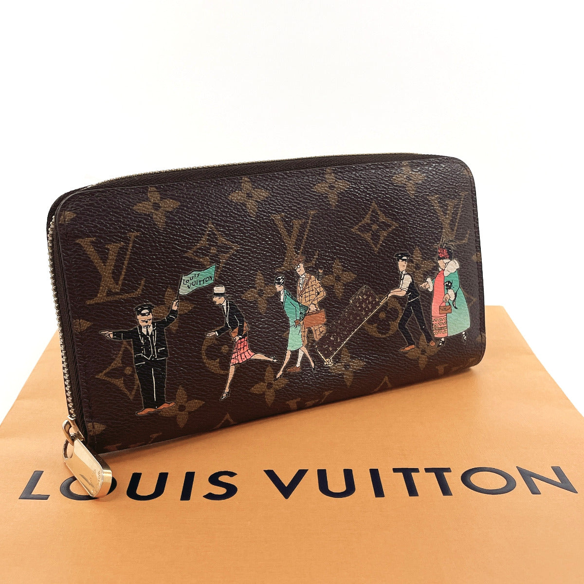 LOUIS VUITTON Long Wallet Purse M60291 Monogram canvas Brown Illustre Zippy wallet Women Used Authentic