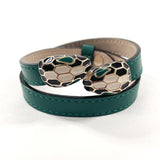 BVLGARI bracelet Twin Head Snake Serpenti Forever Leather, Metal 39997 green Women Used Authentic