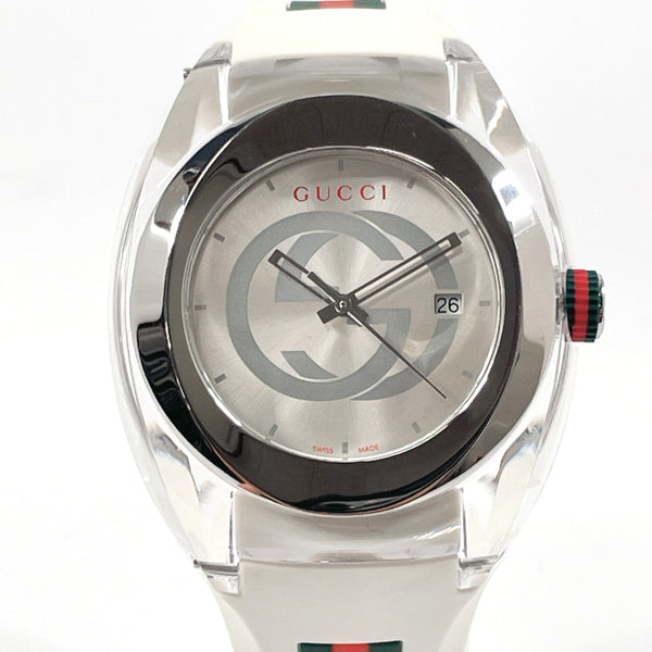 GUCCI Watches Quartz sink Stainless Steel, Rubber 137.1 YA137102A Silver Dial color:Silver mens Used Authentic