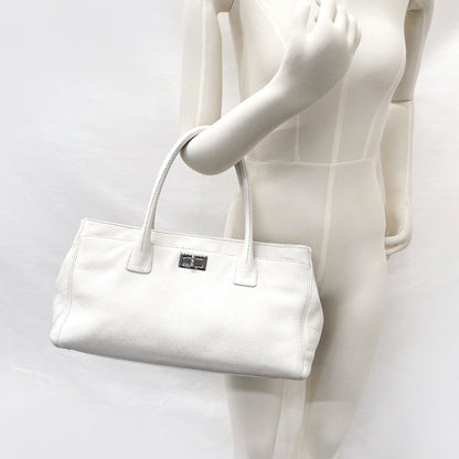 CHANEL Tote Bag Matt caviar skin white Executive