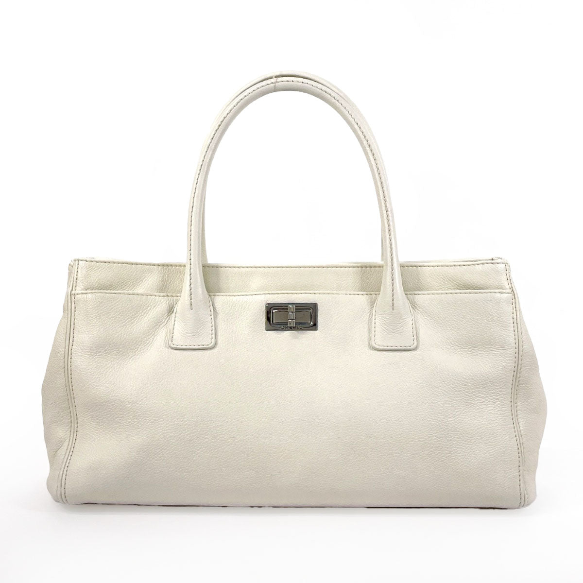 CHANEL Tote Bag Matt caviar skin white Executive