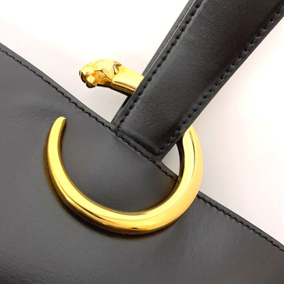 CARTIER Handbag leather black PANTHERE Women Used Authentic