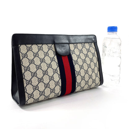 GUCCI business bag GG Supreme canvas, leather Navy Sherry line Old Gucci Perfume unisex Used Authentic