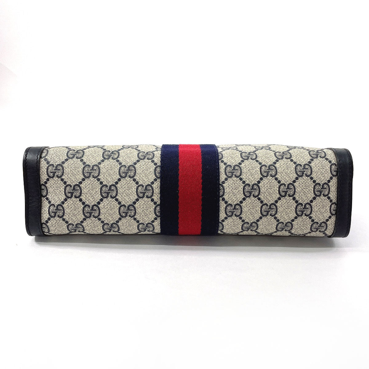 GUCCI business bag GG Supreme canvas, leather Navy Sherry line Old Gucci Perfume unisex Used Authentic