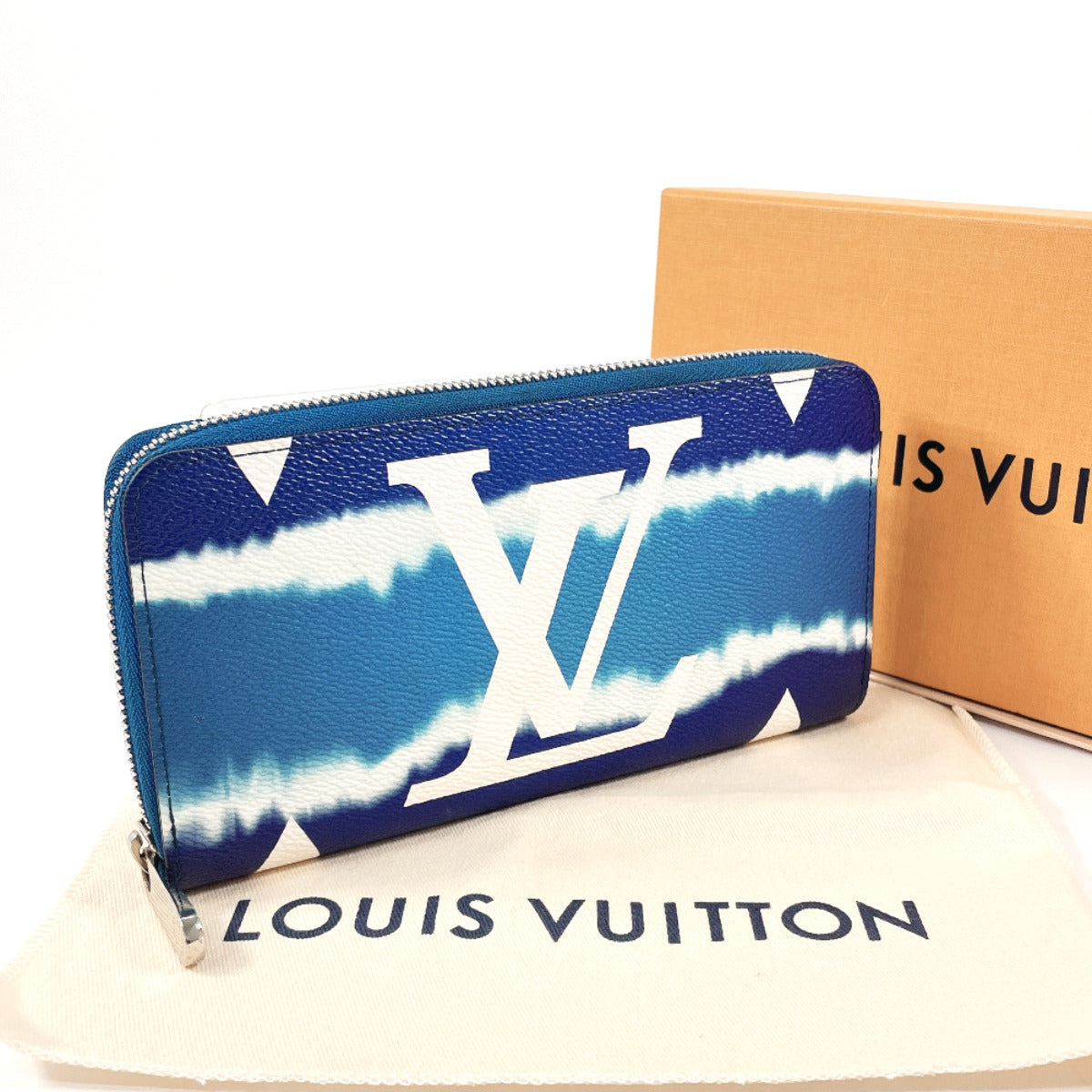 LOUIS VUITTON Long Wallet Purse M68841 leather Monogram Giant blue Zippy Wallet Escal