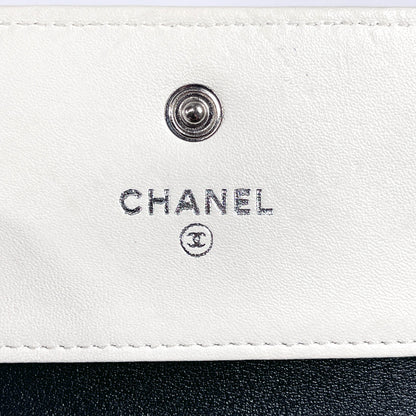 CHANEL Tri-fold wallet leather white Bicolole