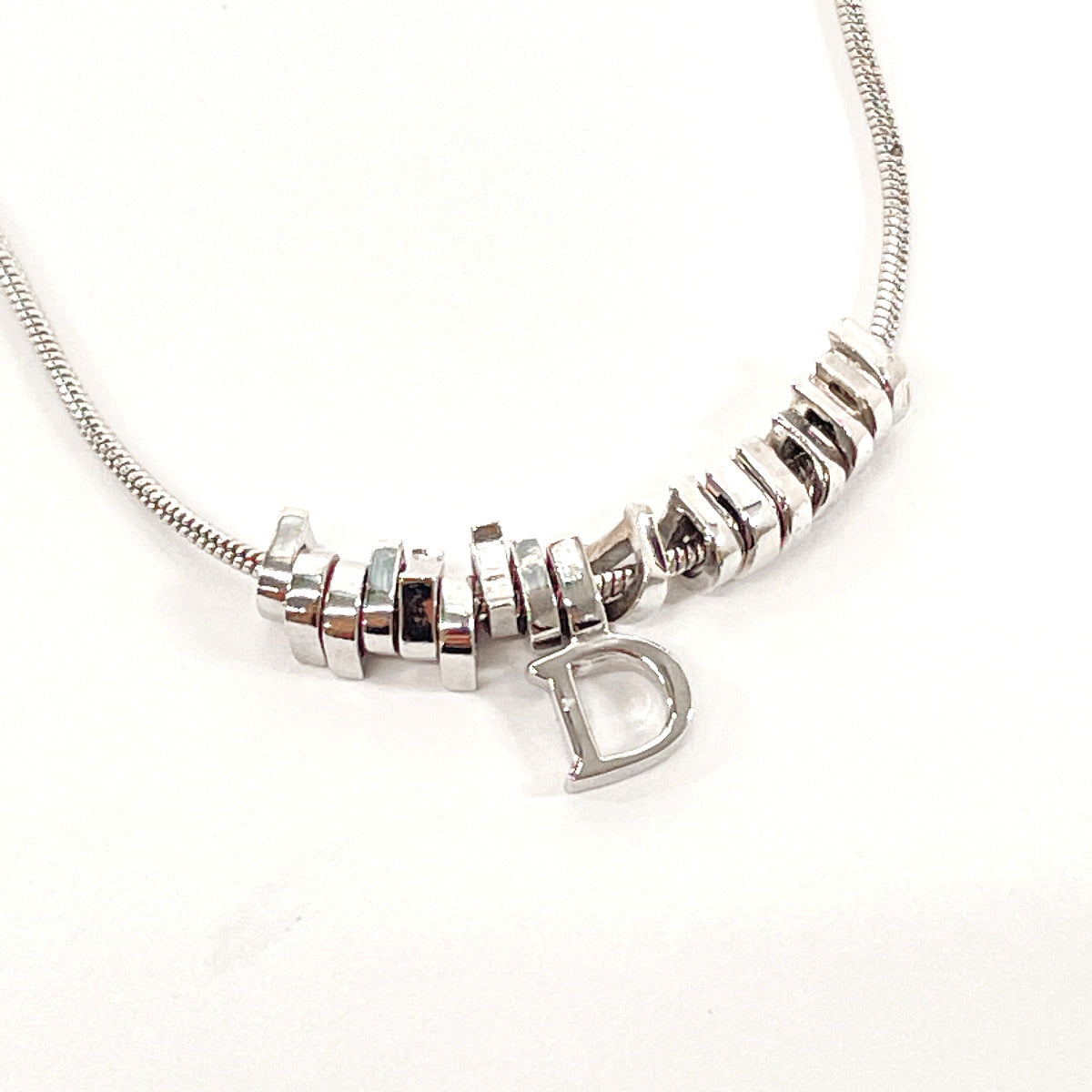 Christian Dior Necklace metal Silver D logo