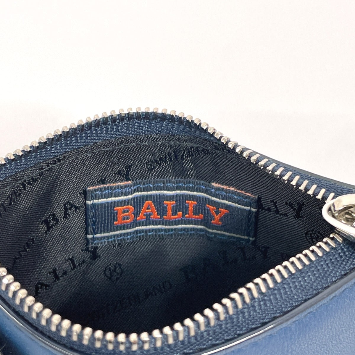 BALLY Coin case BON.MM leather blue mens Used Authentic