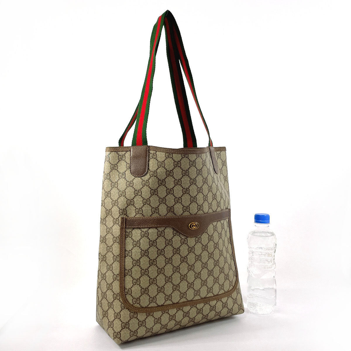 GUCCI Tote Bag 39�E02�E003�E GG Supreme Canvas Brown Sherry line Old Gucci unisex Used Authentic