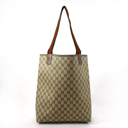 GUCCI Tote Bag 39�E02�E003�E GG Supreme Canvas Brown Sherry line Old Gucci unisex Used Authentic