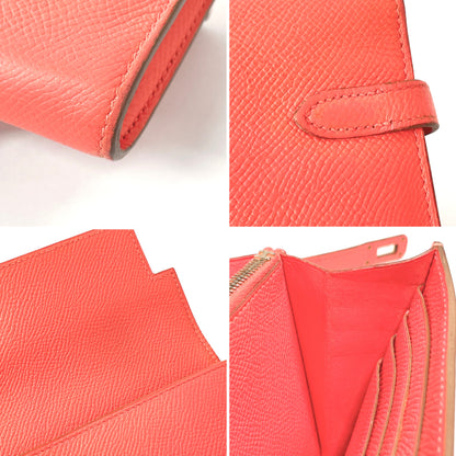 HERMES Long Wallet Purse Epsom pink Kelly wallet Women Used Authentic