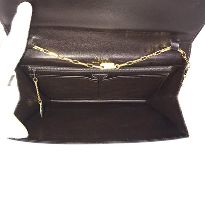 CELINE Shoulder Bag leather Brown Clutch bag Horse Carriage ChainShoulder