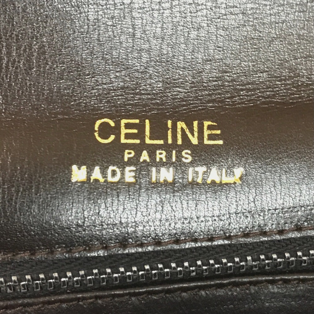 CELINE Shoulder Bag leather Brown Clutch bag Horse Carriage ChainShoulder