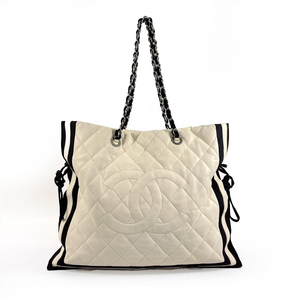 CHANEL Tote Bag lambskin white COCO Mark ChainShoulder