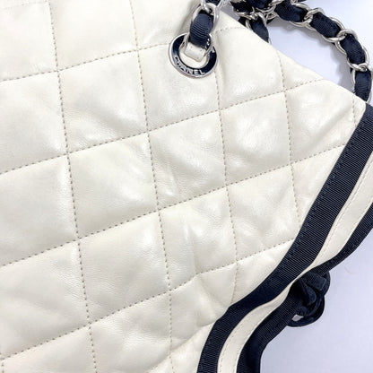 CHANEL Tote Bag lambskin white COCO Mark ChainShoulder